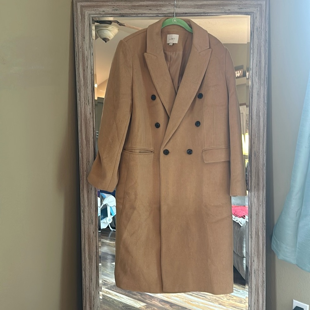 Loft Large Tan Wool Coat.